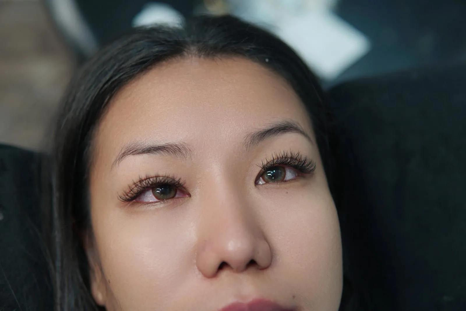 Close-up of eyelash extensions